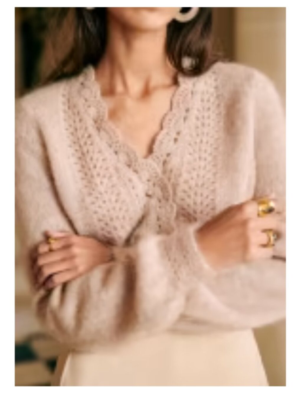 Sezane Angelie Cardigan Beige Clair - Size XS